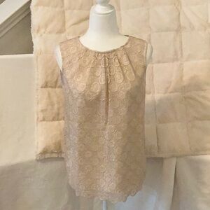 Talbots Light Beige Textured Sleeveless Top